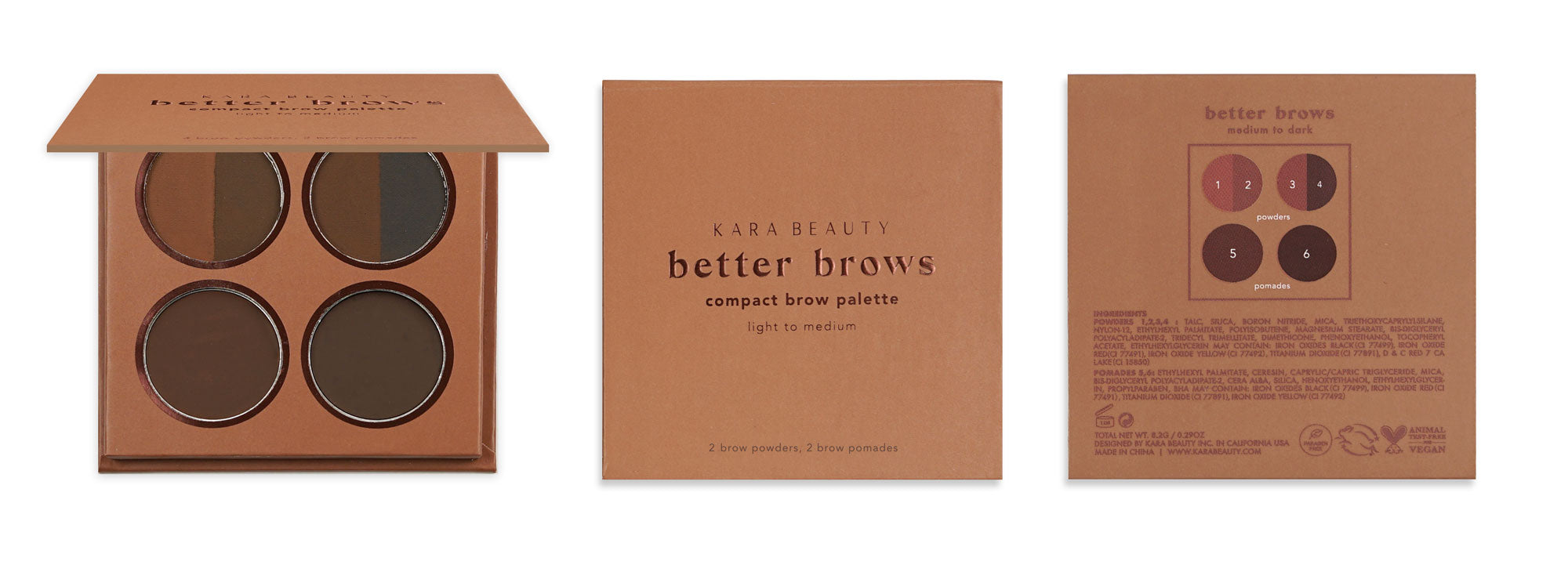 KARA BEAUTY - BETTER BROWS BROW PALETTE - MEDIUM TO DARK